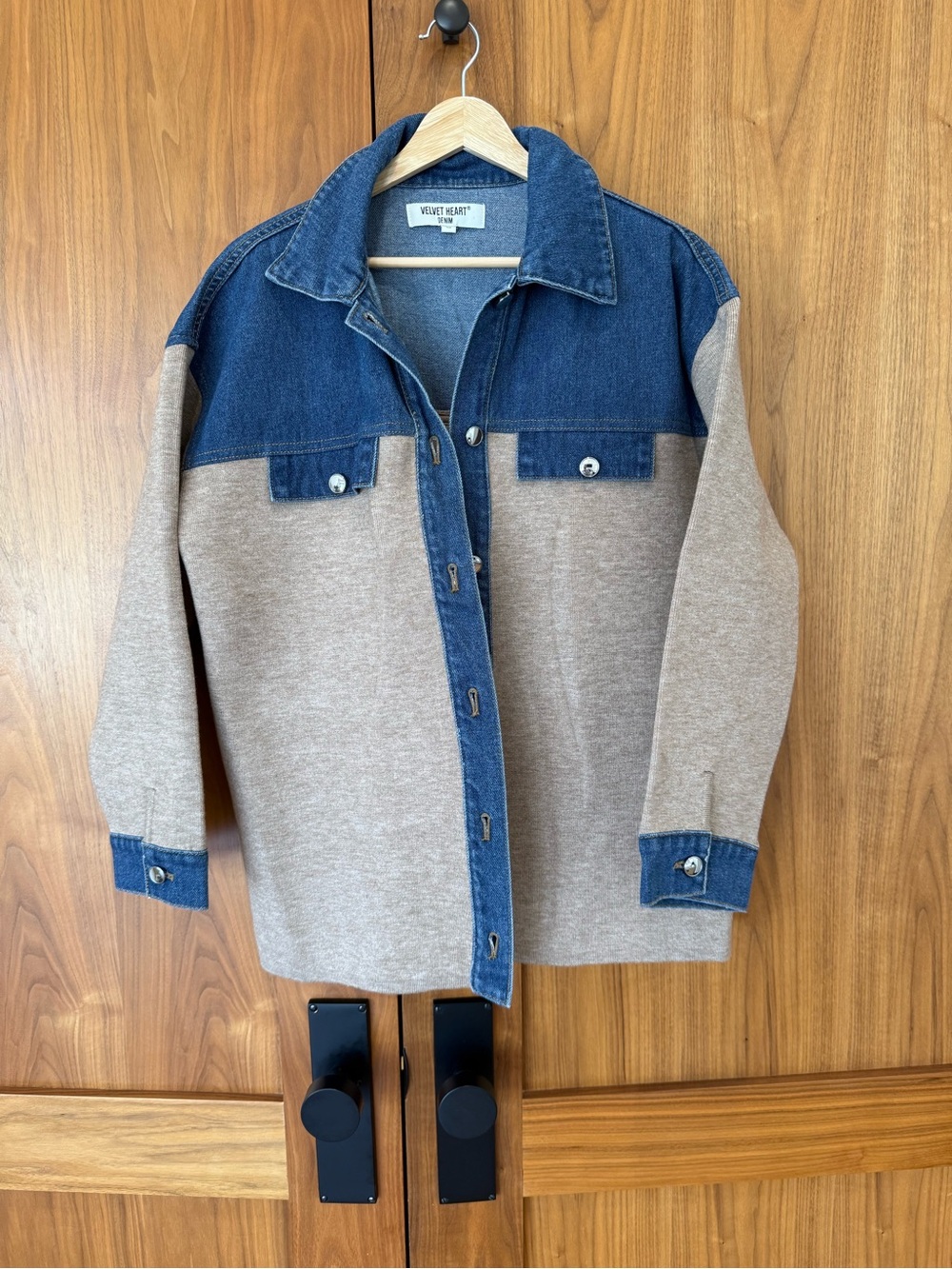Velvet Heart Denim Shirt Jacket in Light Blue